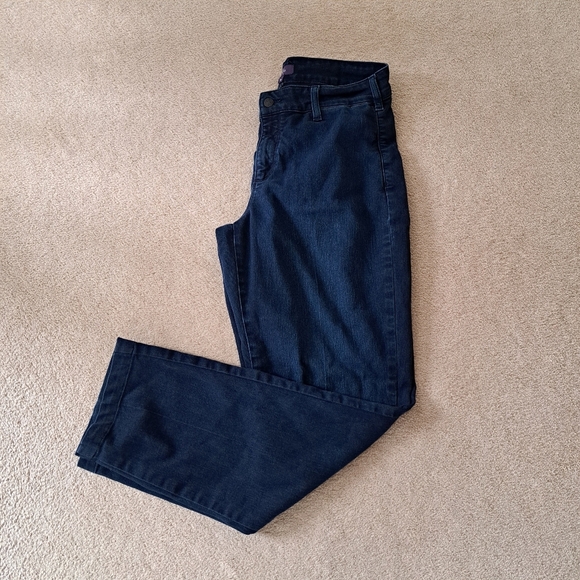 NYDJ Denim Teresa Trouser Jeans Womens Size 10 Blue Dark Wash Wide Leg - Picture 8 of 10